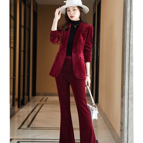 2021 new high-end womens suit autumn western fashion business wear elegant temperament goddess fan two-piece suit