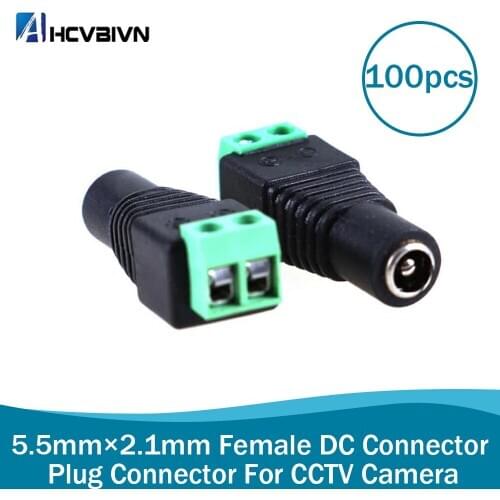 New arrival,100pcs/lot Female DC Connector 5.5/2.1mm CCTV UTP DC Power Plug Adapter Cable DC/AC 2/Camera Video Balun