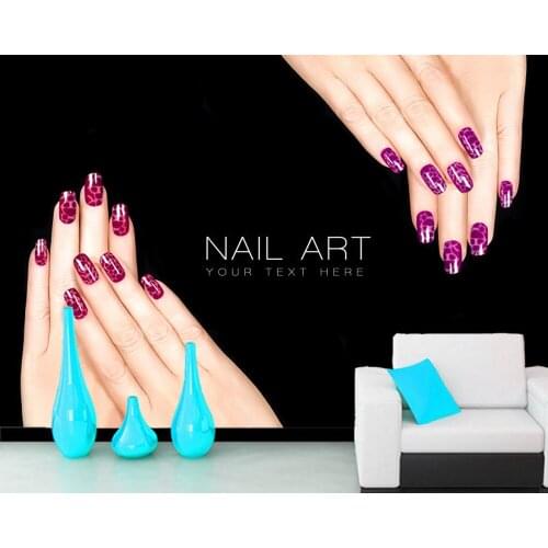 Papel de parede Exquisite nail art 3d modern wallpaper,Nail Beauty Fashion Store mural