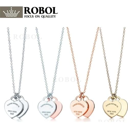 High Quality 1:1 TTFF 925 Sterling Silver Fashion Heart-Shaped Necklace Jewerly Original Design Lettering Craftsmanship