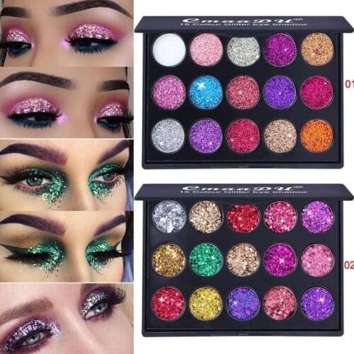 1Set Glitter Eyeshadow Palette 15 Shades Shiny And Pigmented Mineral Pressed Powder Sequins Eye Shadow Sparkling Eyes Make Up