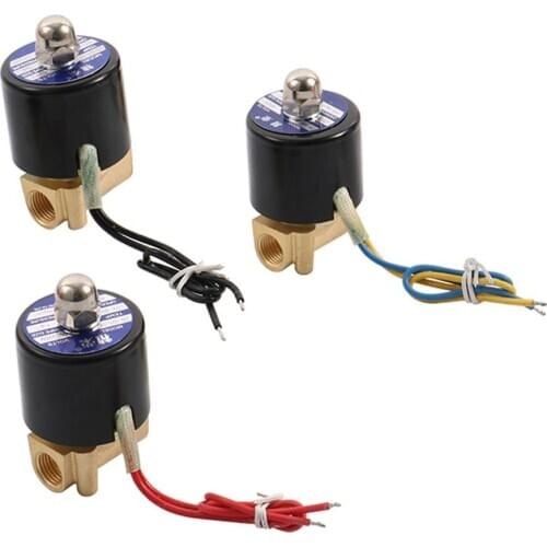 DC12V DC24V AC220V 1/4'' Female Thread Brass Solenoid Valve Water Air Inlet Control Magnetic Switch Pneumatic Components