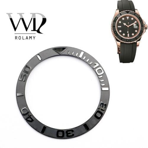 Rolamy Wholesale New Popular Replacement Gray/Black Watch Pure Ceramic Bezel Insert For 38mm 116655 YACHTMASTER OYSTERFLEX