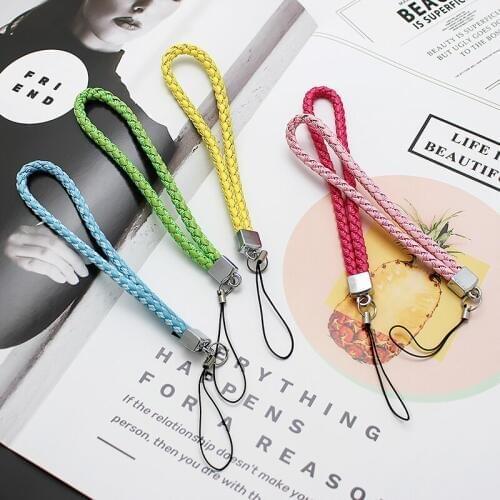 Phone Lanyard for Keys ID card USB stick 8 Colors Mobile Phone Strap Non-slip Weave rope Braided 20 cm Short Lanyards Universal