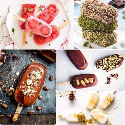 Silicone Ice Cream Molds 4 Cell Ice Cube Tray Food Safe Popsicle Maker DIY Homemade Freezer Ice Lolly Mould Home Kitchen