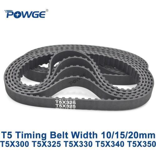 POWGE T5 Synchronous timing belt C=300/325/330/340/350 Width 10/15/20mm Teeth 60 65 66 68 70 Rubber T5X300 T5X325 T5X330 T5X350