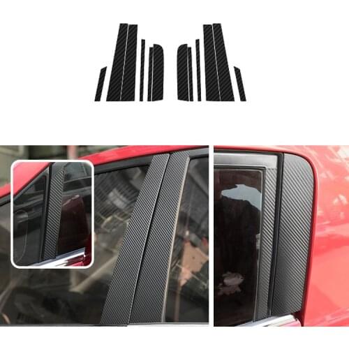Car Styling Carbon Fiber Window Trim Garnish Pillar Middle Sticker Decoration Film 8pcs/set For Nissan TIIDA 2005-2010