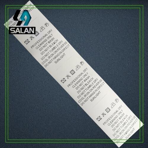 Stock Synthetic tape care labels for clothes customized garment labels clothing fabric wash label instruction tag