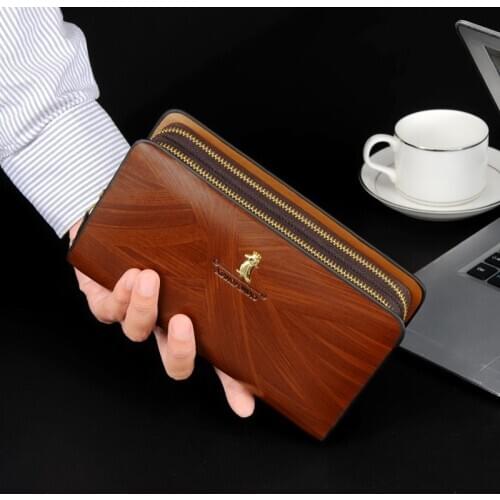 Vintage mens leather Wallet Men Double Zipper PU Wallets Purse for Men Clutch Male portafoglio uomo billeteras para hombre