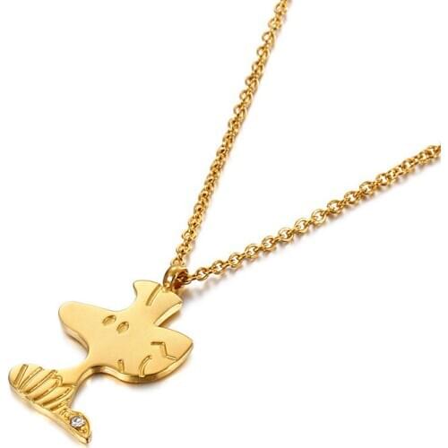 Japan and South Korea simple cartoon animal clavicle chain stainless steel creative personality female necklace jewelry