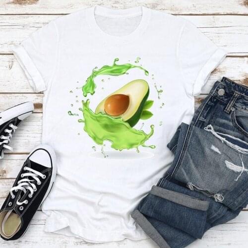 Women Clothes Summer Avocado Fruit Printing 2021 Fashion Short Sleeve Print Cartoon Tshirt Female Tee Top Graphic T-shirt