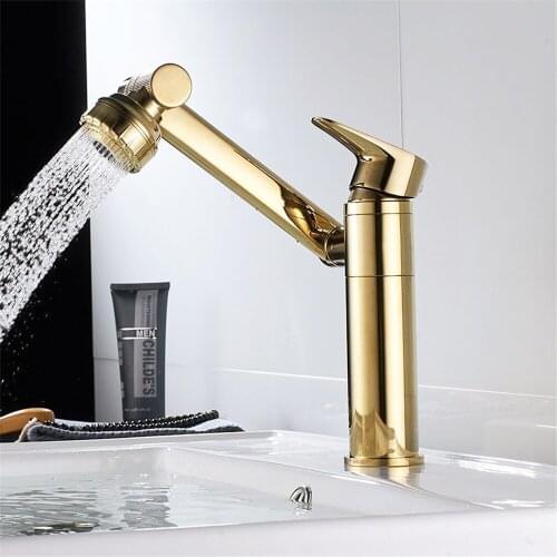 Golden Faucet Bathroom Sink Faucets Universal 360 Swivel Hot Cold Water Mixer Crane Single Hole Deck Mounted Bath Taps Restroom