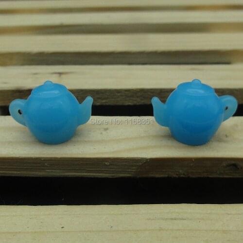 1pcs/lot resin solid blue teapot cup 19mm fairy garden gnome moss terrarium decor crafts bonsai home decor for DIY A030-6