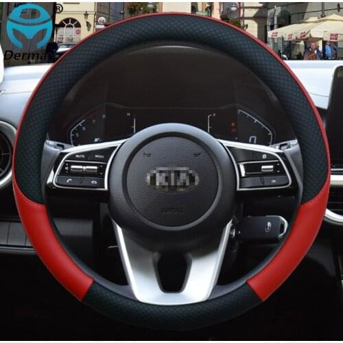 100% DERMAY Brand Leather Sport Car Steering Wheel Cover Non-slip for Kia Cerato Saloon KOUP Sedan 2001-2020 Auto Accessories