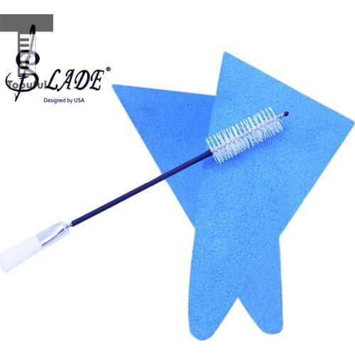 2pcs Clarinet Flute Saxophone Cleaning Polish Cltoh+Brush for Wind Woodwind Instrument