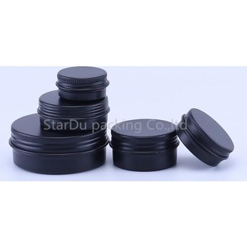 240pcs/lot 10g 20g 30g 50g 60g 80g 100g 150g Matte Black Aluminum Jar Empty Cosmetic Metal Aluminum Tin Containers