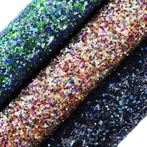30x134cm Roll Mix Blue Green Chunky Glitter Fabric Leather For Handbag Bow Earring DIY Home Decoration AY099