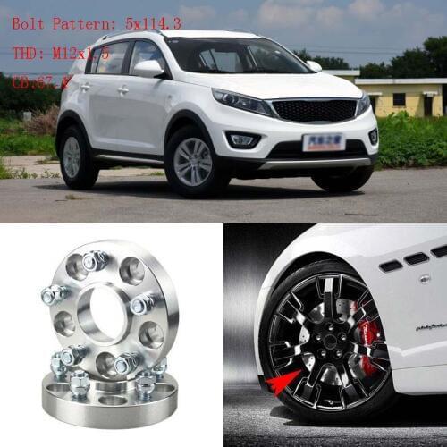 4pcs 1" Wheel Spacers Adapters 5 Lug 5x4.5"/5x114.3-12x1.5 Studs For Kia Sportage R 2011