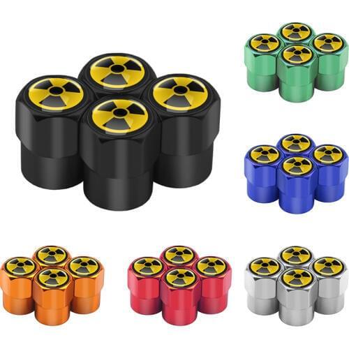 4Pcs Car-styling Nuclear warning Car Wheel Tire Valve Caps Dust Cover for BMW Toyota Ford Mazda Lada Audi Renault Accessories