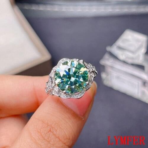 5 carats Green moissanite New women ring, 925 Sterling silver, beautiful color, sparkling, D VVS1