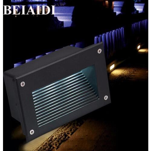 BEIAIDI 10pc 148X72MM LED Step Light Footlights 3W 5W Waterproof Embedded Staircase Corner Lamp Outdoor Recessed Wall Stair Lamp