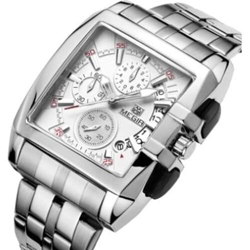 MEGIR Mens Big Dial Luxury Top Brand Quartz Wristwatches Creative Business Stainless Steel Sports Watches Men Relogio Masculino