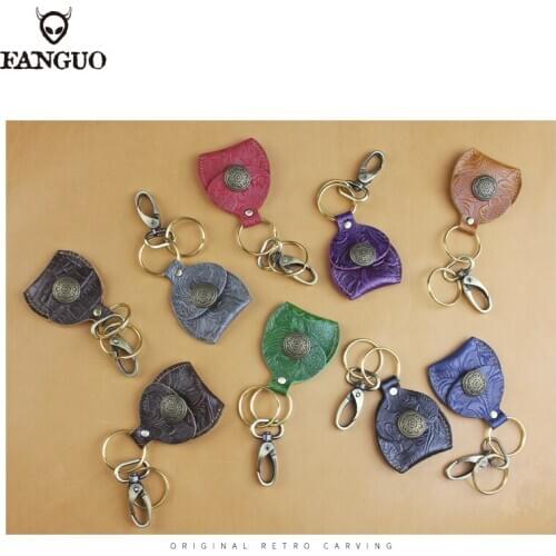 Real Leather Mini Access card Bus Card Case Cover Casual Genuine Leather Keychain Protective Bag Hasp Housekeeper Key Ring