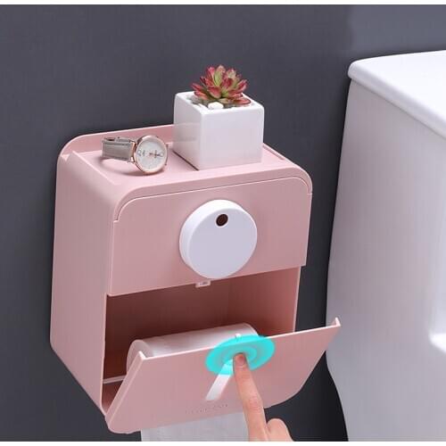 Toilet Paper Holder Waterproof Wall Mounted For Toilet Paper Tray Roll Paper Tube Storage Box Tray Tissue Box Shelf Bathroom