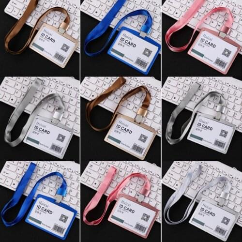 New 1PC Aluminum Alloy Work Name Card Holders Business Work Card ID Badge Lanyard HolderMetal ID Business Case