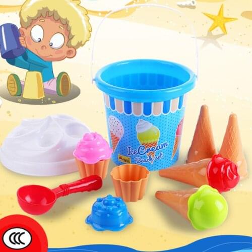 Kids Beach Sand Toys Kids Ice Cream Sand Models Bucket Set Sandpit Garden Summer Outdoor