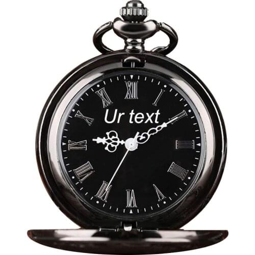 Classic Fashion 47MM Fob Chain Smooth Steel Polish Quartz Pocket Watch Mens Pendant Customize With Your Name Text Logo