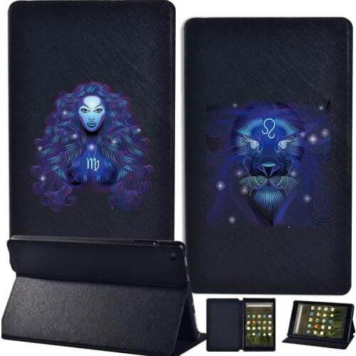 Leather Tablet Stand Cover Case for Amazon Fire 7 / HD8 (6/7/8th) / HD10(5/7/9th) Shockproof Anti-Dust Protective Shell+Stylus