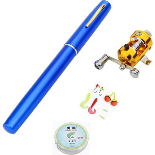 2020 Hot Sale Pocket Pen Rod Kit Mini Aluminum Alloy Telescopic Fishing Rod And Reel Line Soft Bait Fishing Accessories Combos