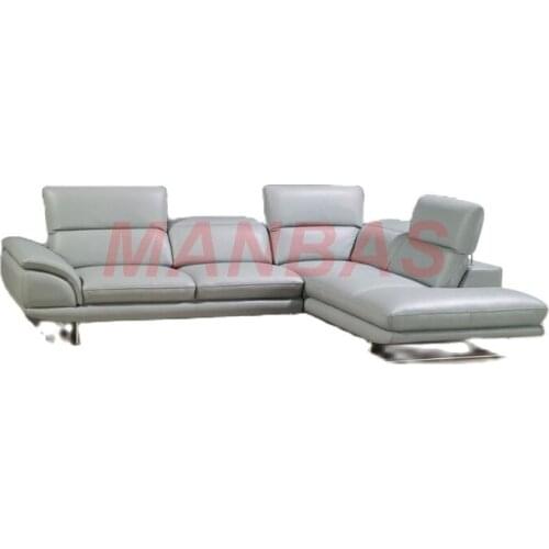 MANBAS living room Sofa functional genuine leather couch L shape corner Nordic modern muebles de sala cama puff asiento sala fut