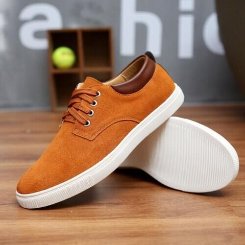 Fashion Suede Mens Flat Shoes Casual Breathable Sneakers Men Shoes Flats Spring/Autumn Mens Vulcanize Shoes Plus Size 38-49