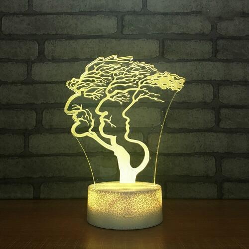 Wishing Tree Vision Stereo 3D Lamp Led Gradual Touch 7 color Table Night Lamp Factory Spot Plant Led Usb Night Light