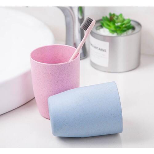 New Wheat Straw Coffee Mugs Tea Cup Toothbrush Cup Round Plastic Tumblers Cup Mugs Water Bottle For Home Office Bathroom U3