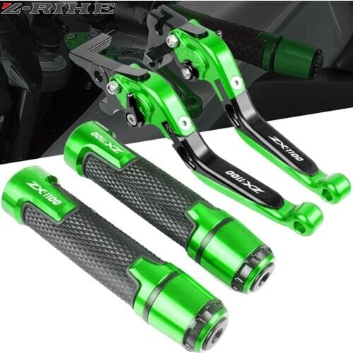 Motorcycle CNC Brake Clutch Levers Handlebar Grip Handle Hand Grips Cap For Kawasaki ZX1100 ZX-1100 ZX11 1990 1991 1992-2001