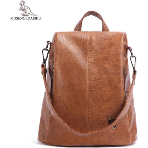 Fashion Women Backpack Teenagers Girls Anti-theft School Bag Vintage Casual Backpack Ladies Real Leather Book Bag Female Mochila