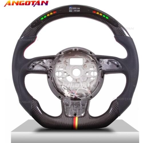 Sports Car Steering Wheel for Audi Rs3 Rs4 Rs5 Rs6 Rs7 S3 S4 S5 Carbon Fiber Perforated Real Leather Wheel