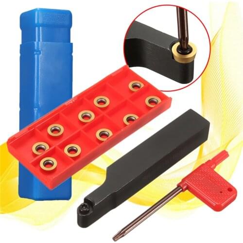 SRAPR1616H10 Turning Tool Boring Bar Holder Face Milling External Lathe Blade Holder + 10pcs RPMT10T3MO Inserts Turning Tool Set