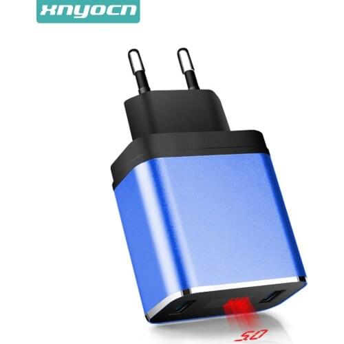 LED Display Dual USB Phone Charger EU Plug 2.4A Max Smart Fast Charging Mobile Travel Wall Charger for iPhone iPad Samsung