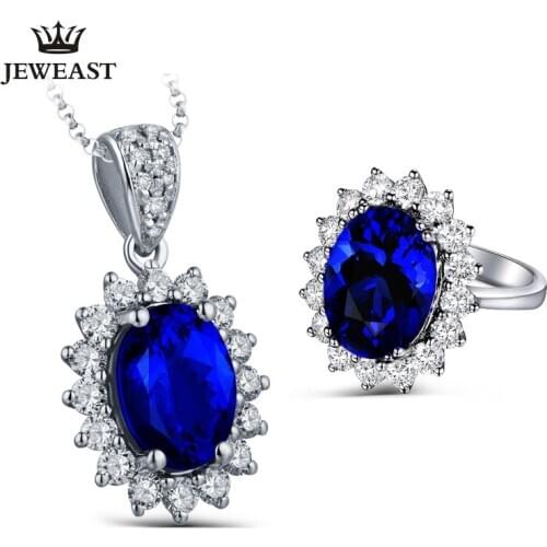 MAQ Natural sapphire 18K Pure Gold 2020 New Hot Selling Top Ring Women Heart Shape Ring For Ladies Woman Genuine Jewelry