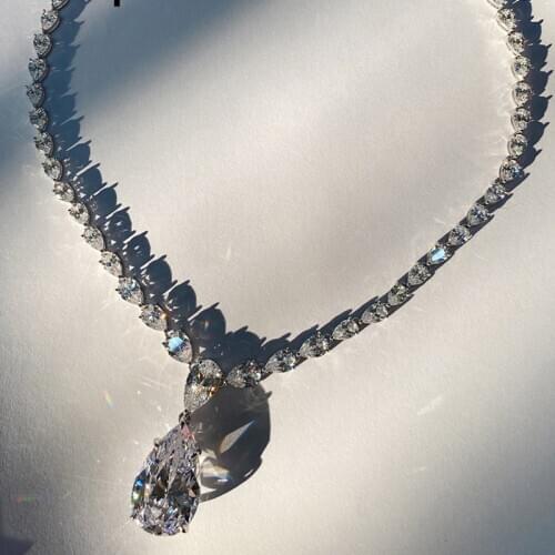 Luxury 100% 925 Sterling Silver Gorgeous Pendant Necklace For Women High Carbon Diamond High-end Anniversary Fine Jewelry GIft