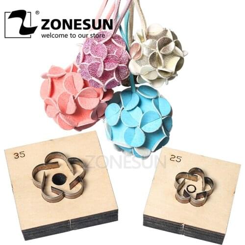 ZONESUN Ball-Flower Leather Clicker Die DIY Key Ring Cut Out Wooden Template Punching Key Chain Die Cutting Mould Decoration