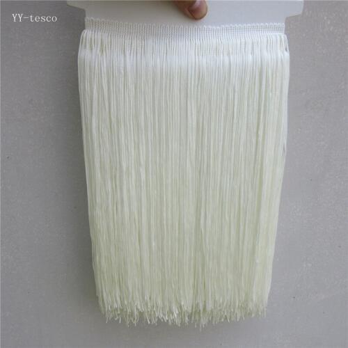 10 Meters Beige Polyester Lace Tassel Fringe Lace Trim Ribbon Sew Latin Dress Stage Garment Curtain Accessories 30cm Width