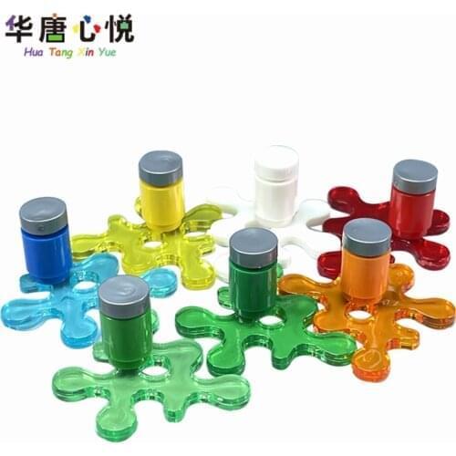 7 Color Liquid and 7 Color Jar A Sets City Spare Parts Accessory Toy For Children Educational Compatible Building Block Assemble