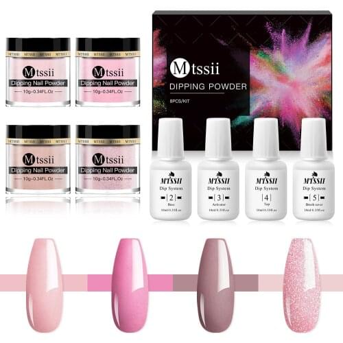 8Pcs/Set Dipping System Nail Kit Dipping Nail Powder With Base Activator Liquid Gel Nail Color Natural Dry Without Lamp Nail