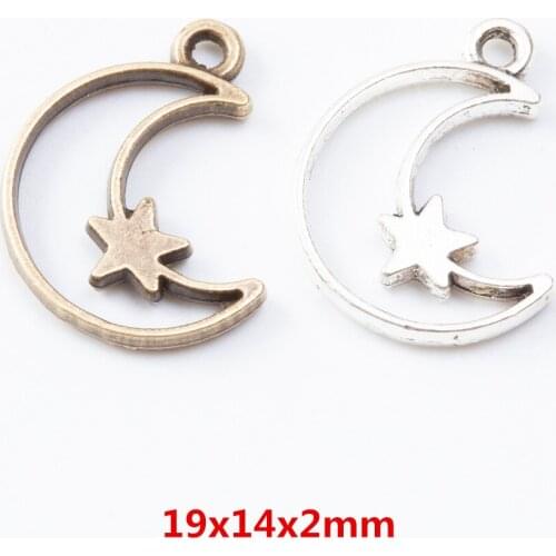 80 pieces of retro metal zinc alloy moon pendant for DIY handmade jewelry necklace making 7254
