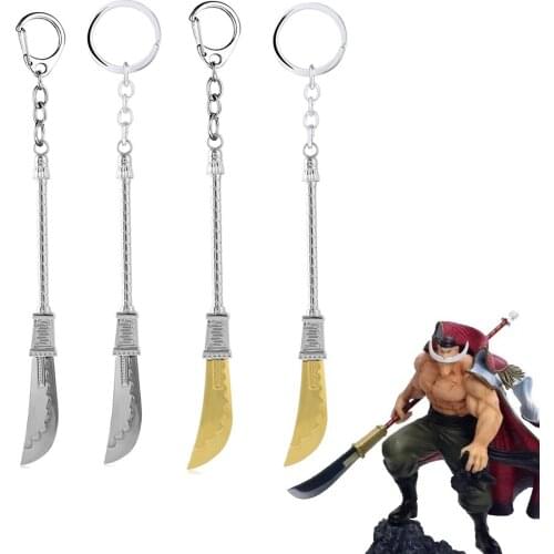 Anime One Piece Keychain Whitebeard Edward Newgate Weapon Broadsword Metal Pendant Key Holder Chaveiro Llaveros For Men Cosplay